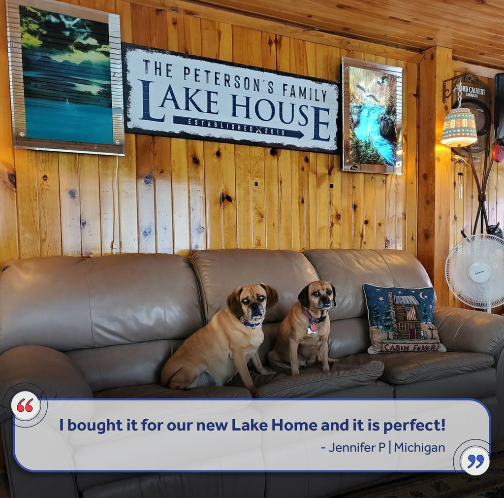 Family Lake House Arrow Sign