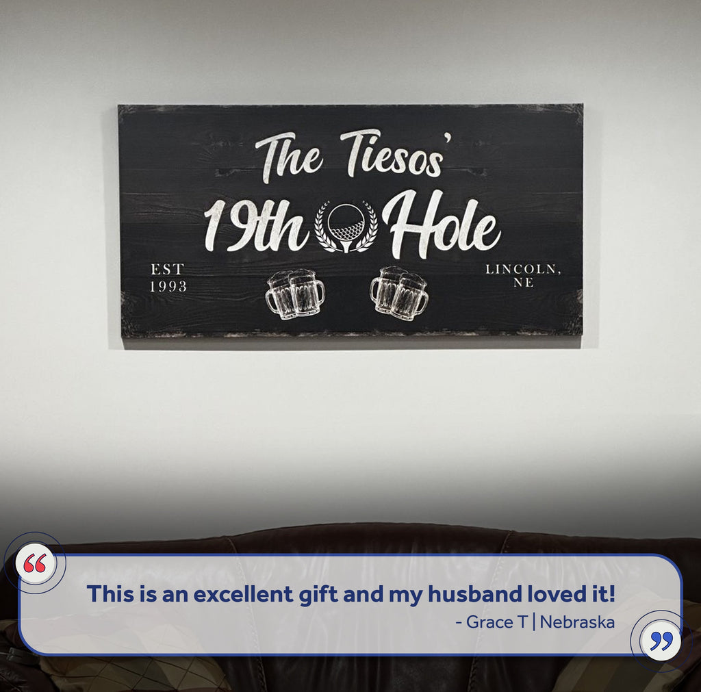 19th Hole Golf Personalized Sign II