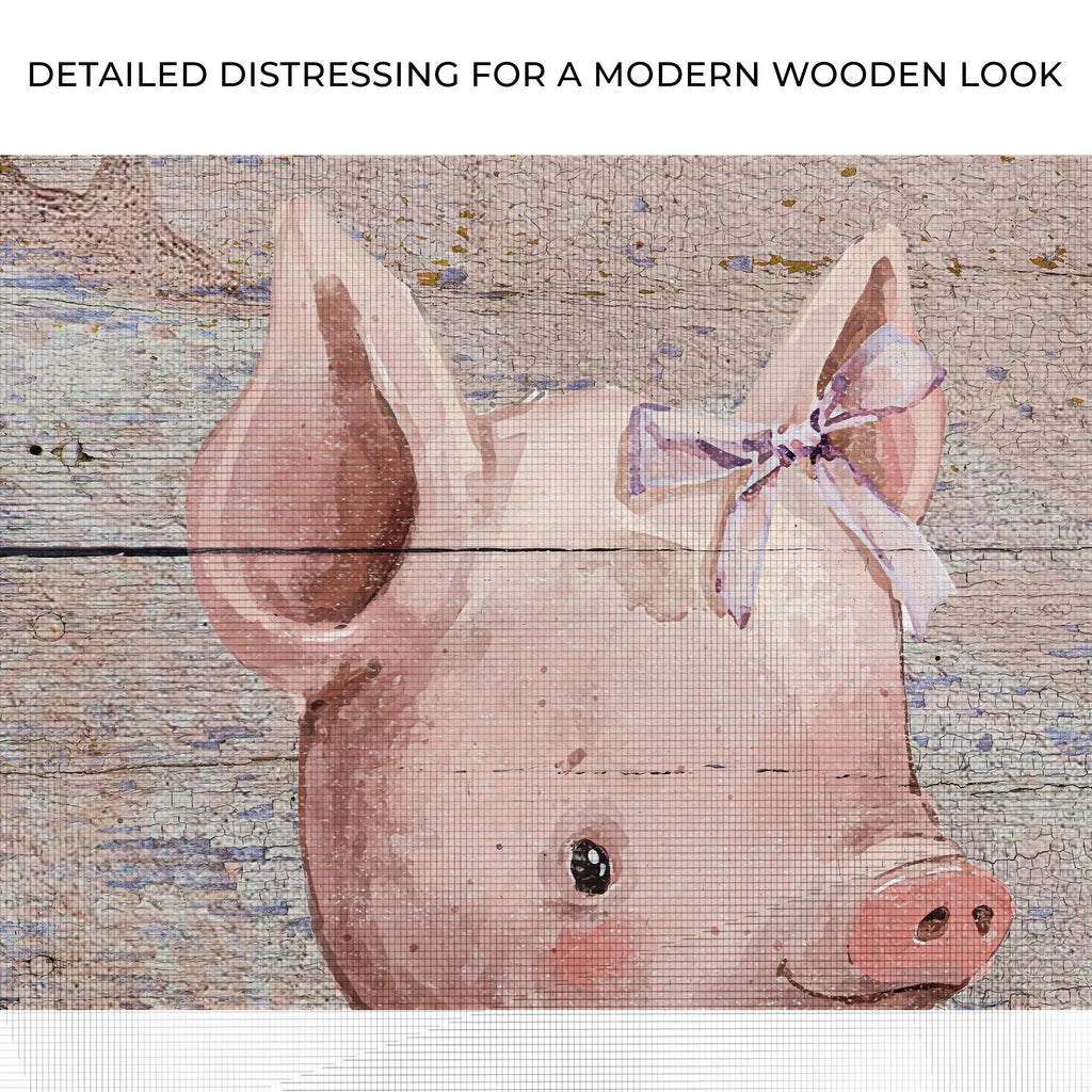 Simple Ribbon Dress Pig Canvas Wall Art