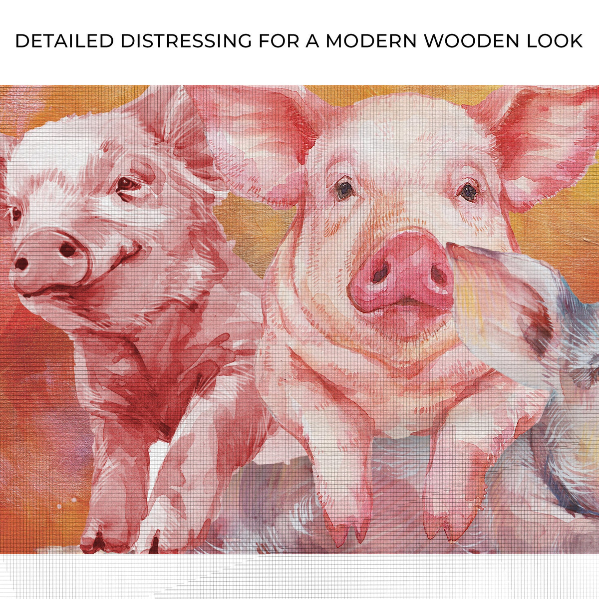 Three Baby Pigs Watercolor Canvas Wall Art