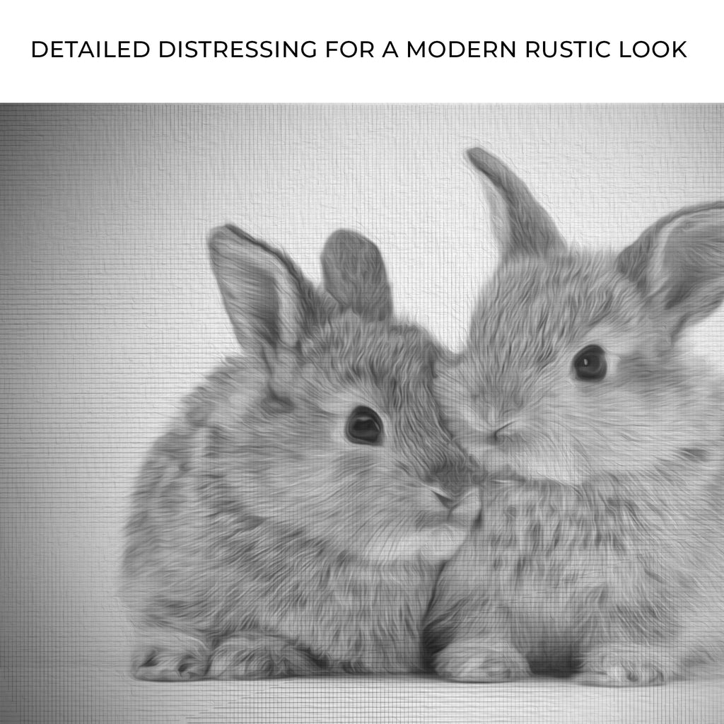 Gray Rabbits Sketch Canvas Wall Art