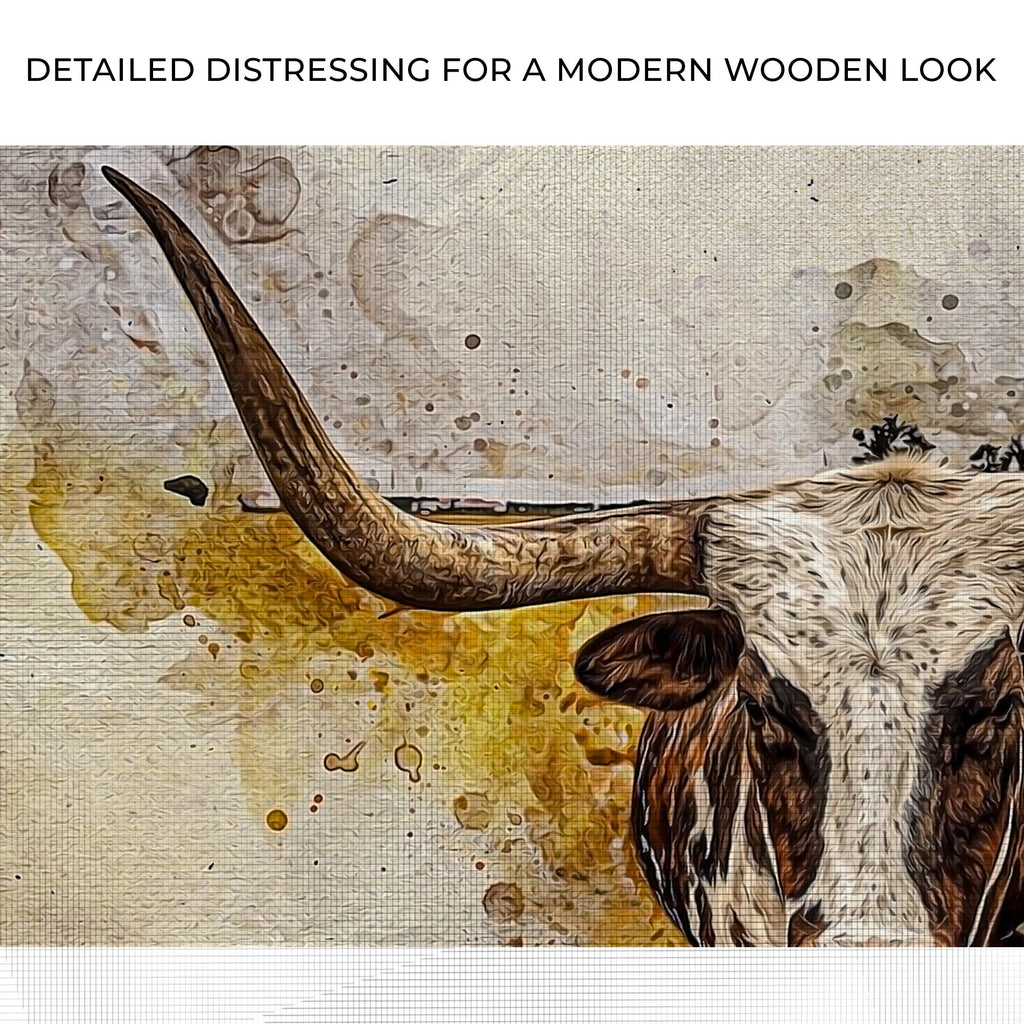 Texas Longhorn Watercolor Like Canvas Wall Art