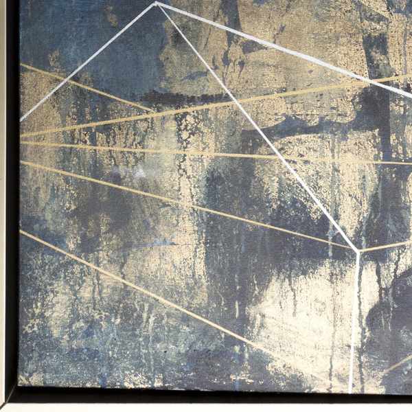 Darmstadt Abstract Gold and Blue Canvas Wall Art - Clearance