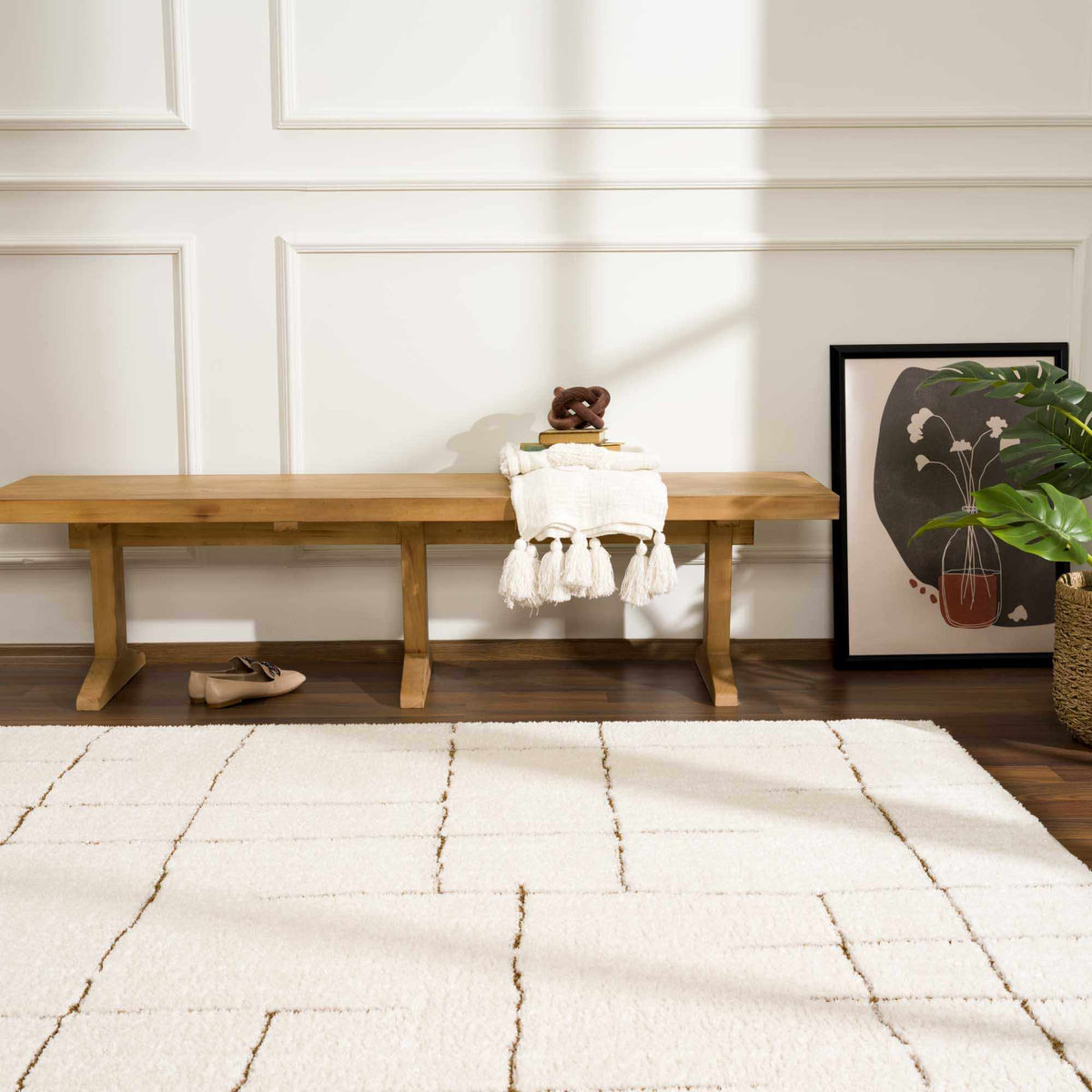 Koume Ivory & Brown Area Rug