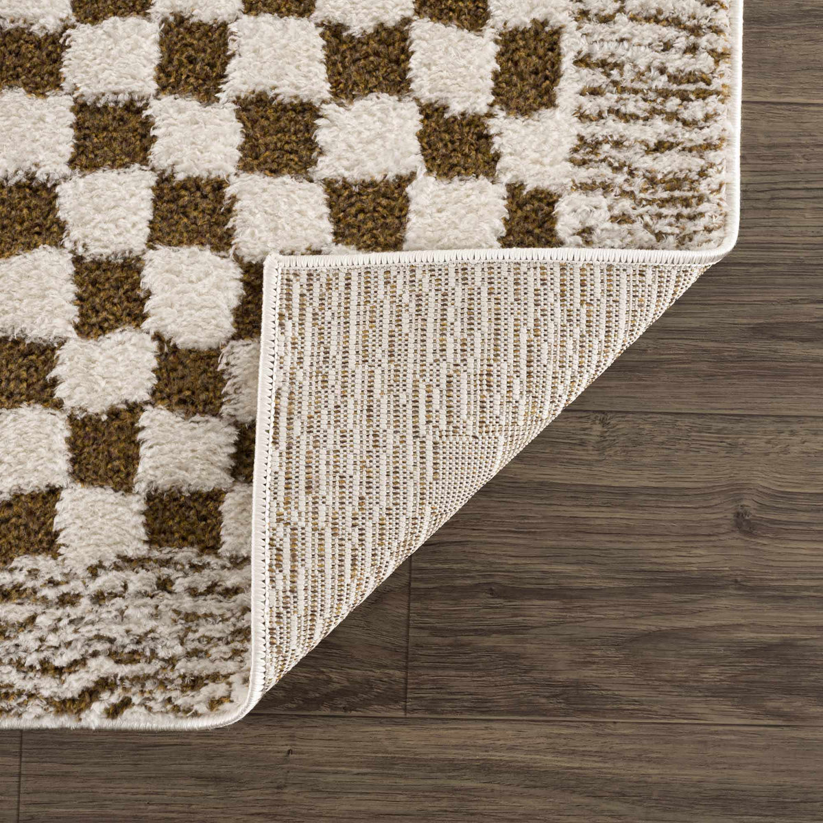 Leryn Brown Checkered Plush Rug