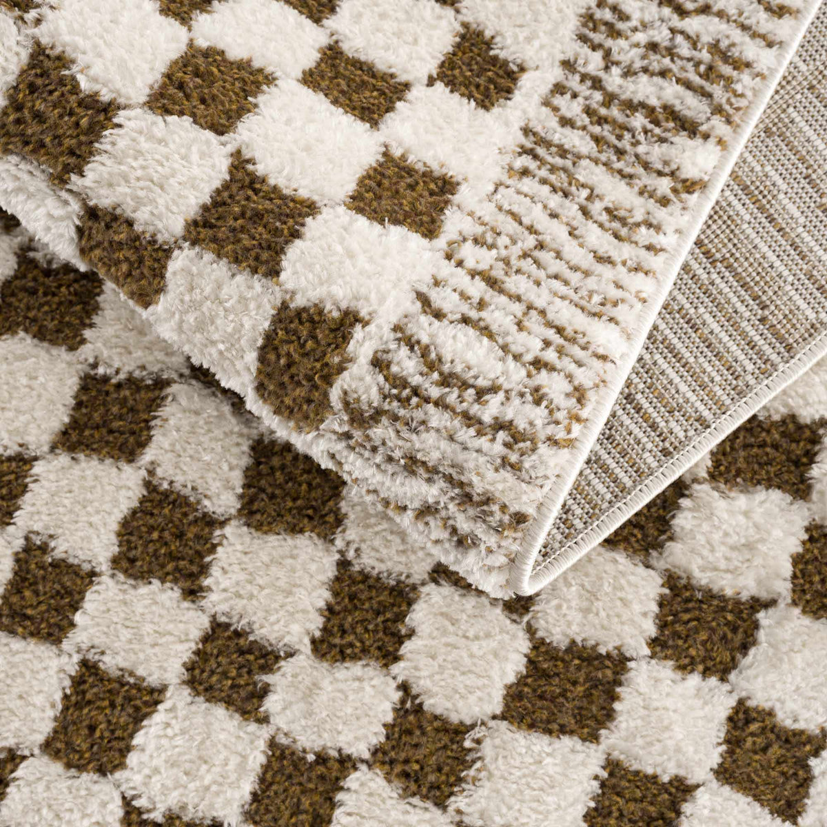Leryn Brown Checkered Plush Rug