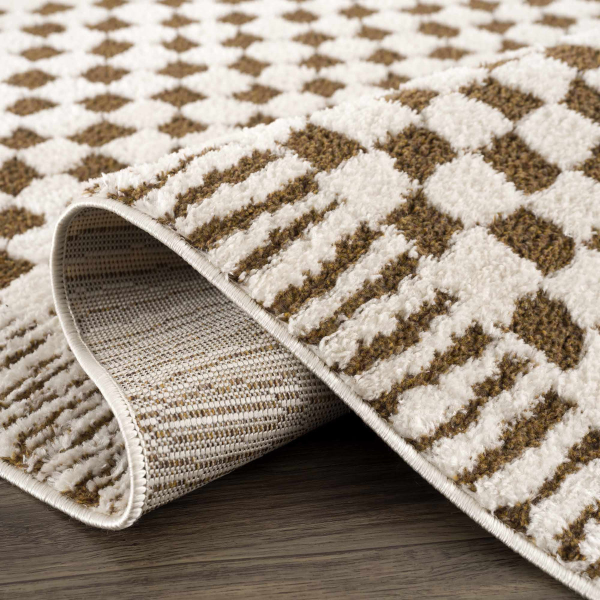 Leryn Brown Checkered Plush Rug
