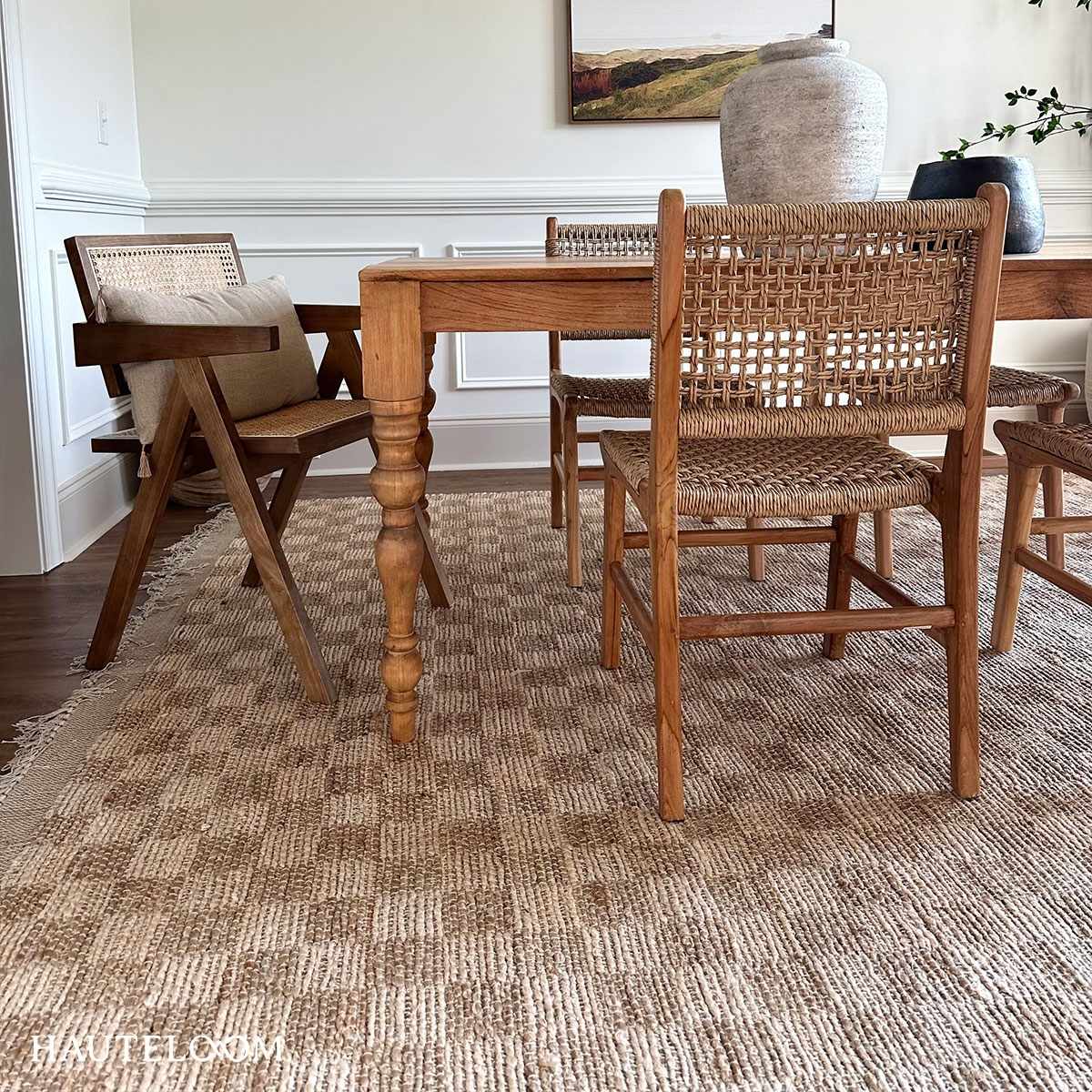 Ionut Checkered Jute Area Rug