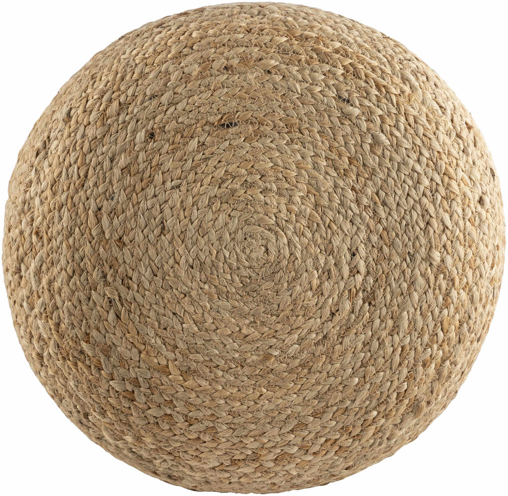 Lavertezzo Brick Red Knitted Beige Cotton Pouf