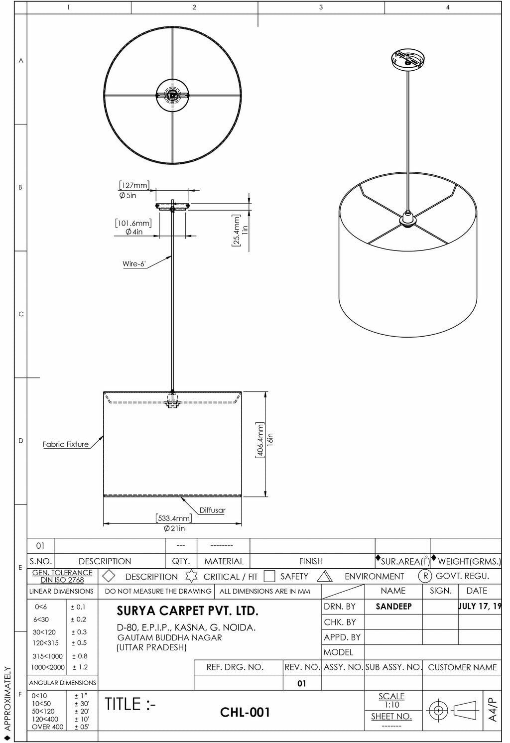 Lewisham Ceiling Light - Clearance