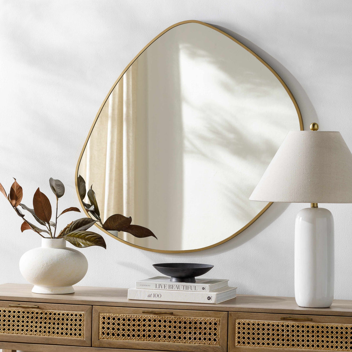 Lochovice Gold Distressed Wood Mirror