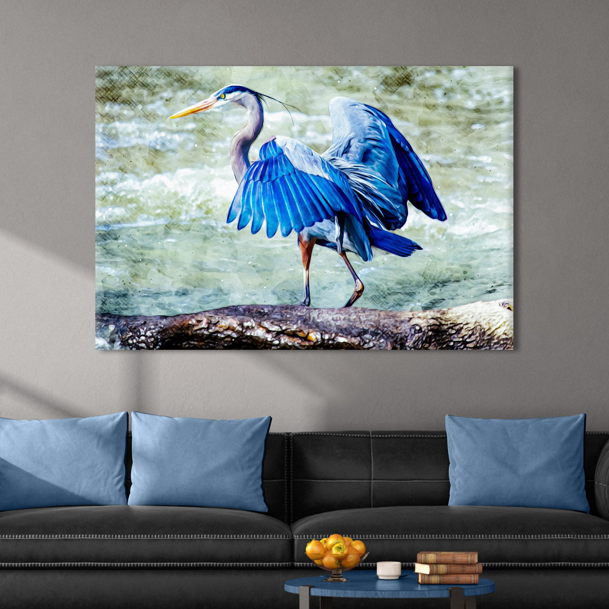 Beach Blue Heron Canvas Wall Art II