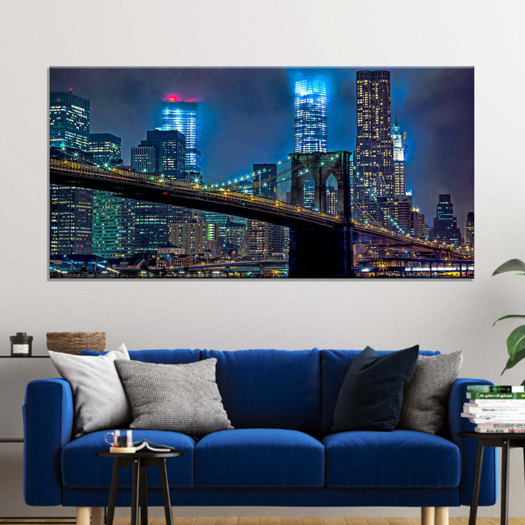Brooklyn Bridge Night View Canvas Wall Art