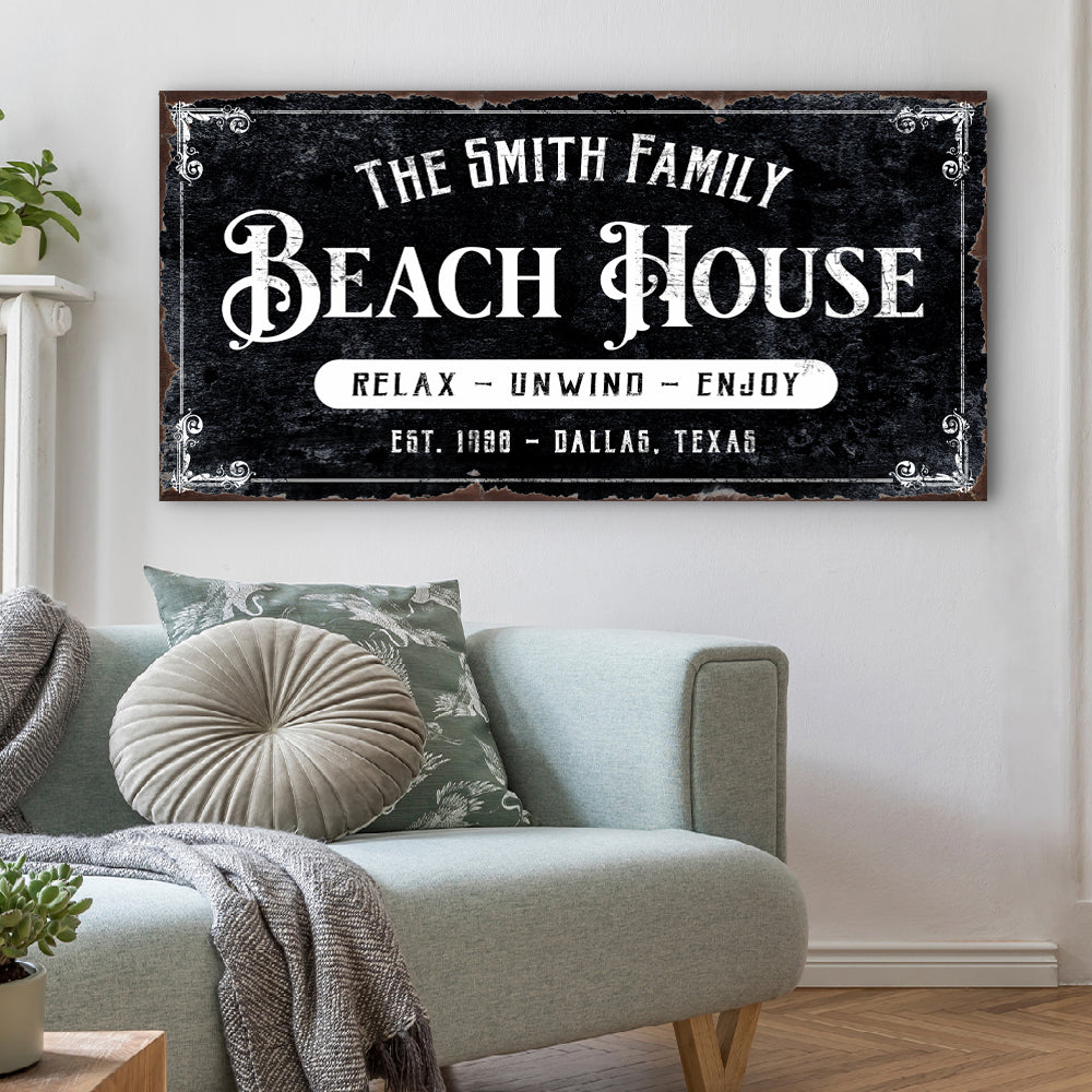Beach House Personalized Sign III