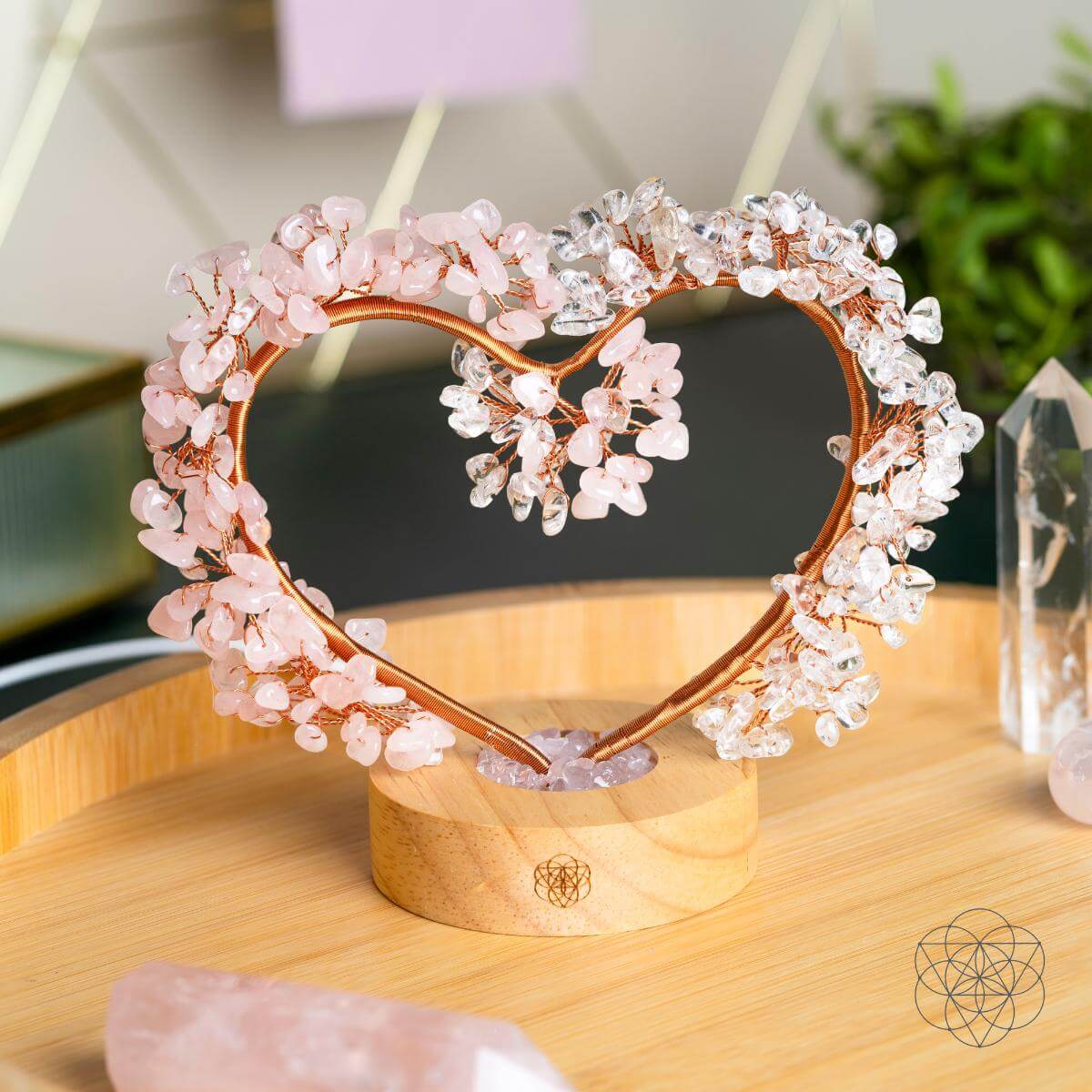 Mend My Broken Heart - Rose & Clear Quartz Tree Lamp