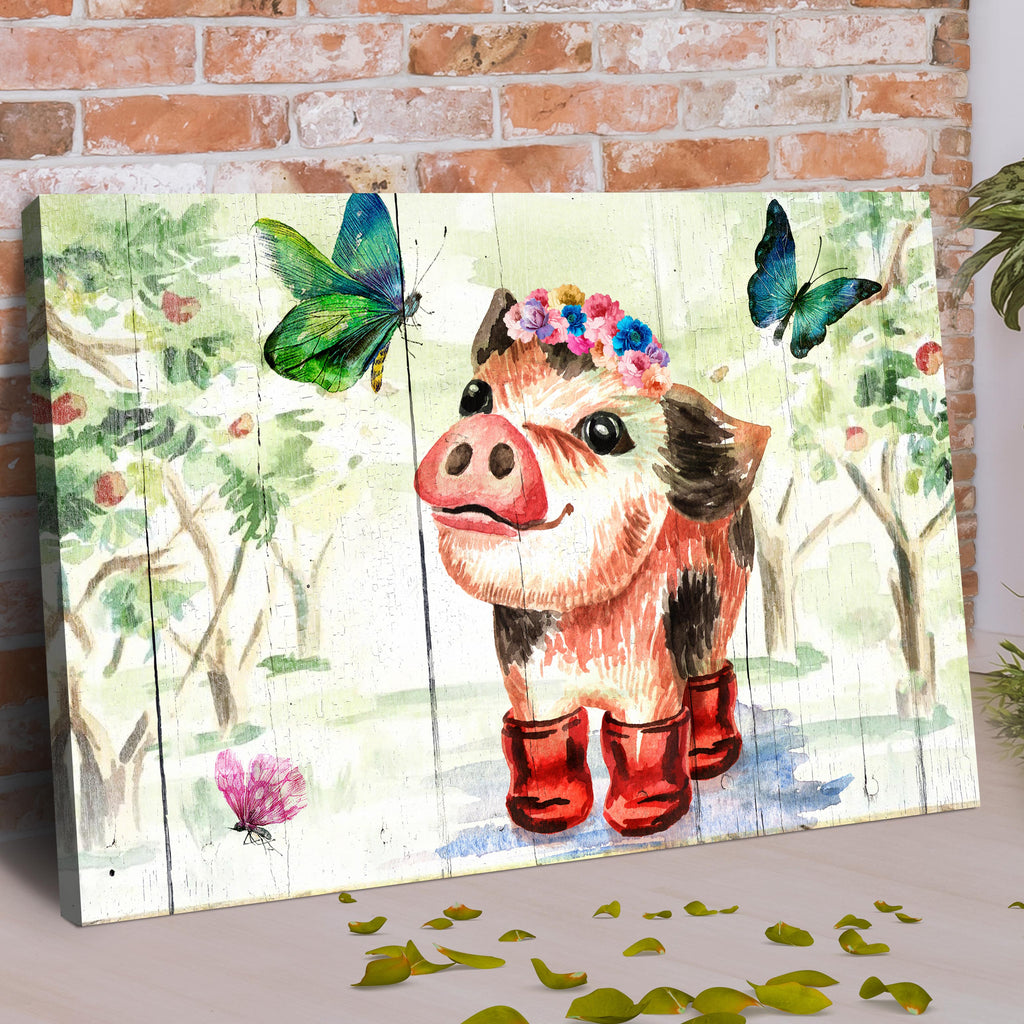 Cute Little Pig Canvas Wall Art