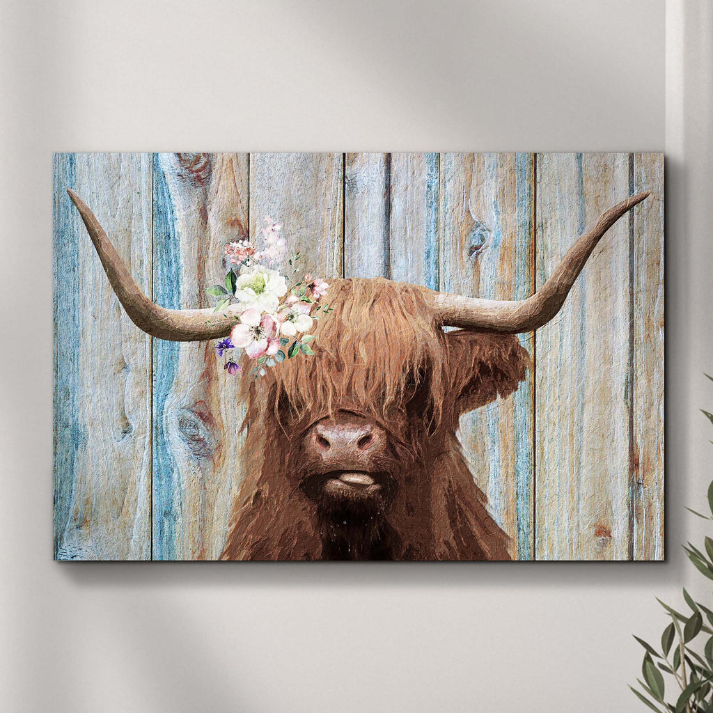 Highland Cow Rustic Painting Canvas Wall Art