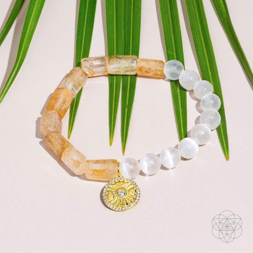 Quartet of Luck - Citrine & Selenite Bracelet of Serendipity