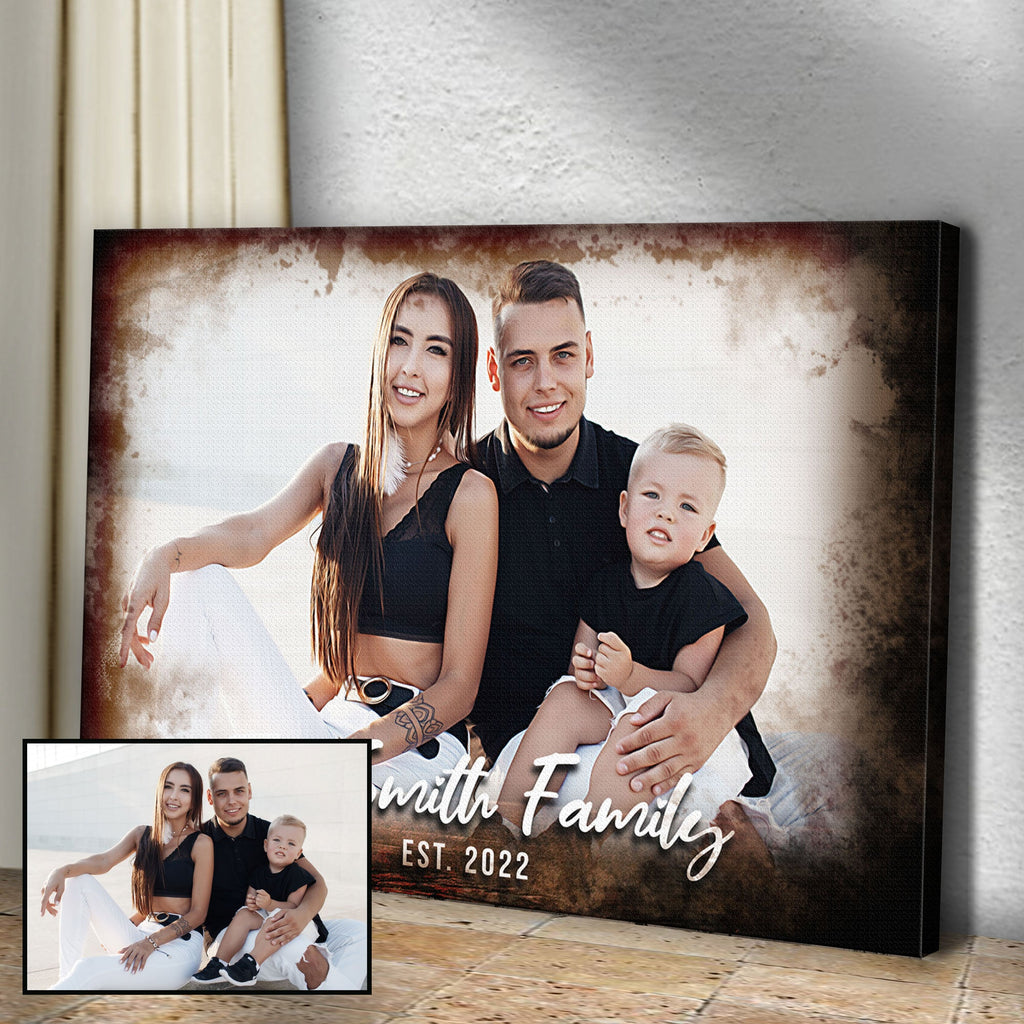Family Portrait On Wood Sign