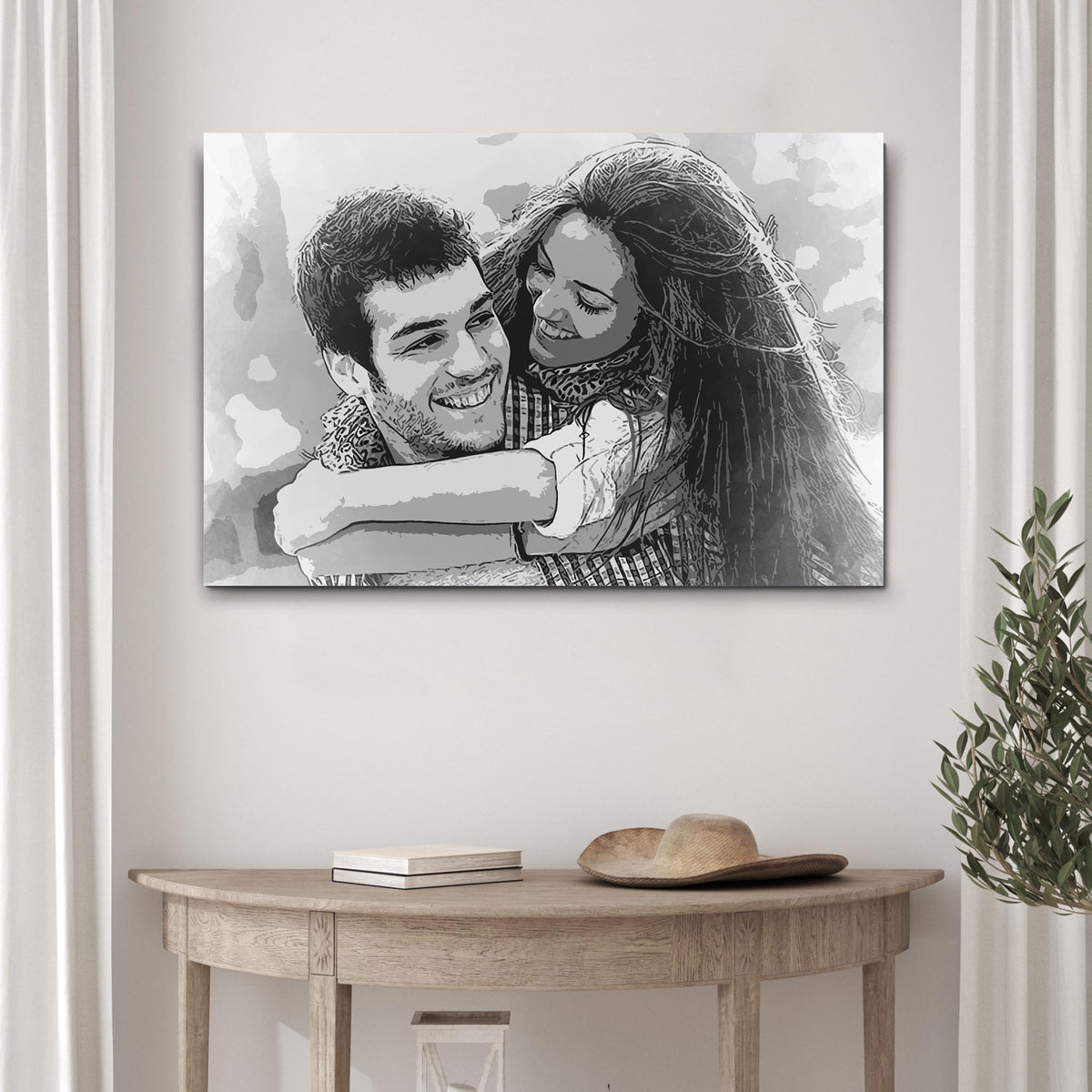 Couple Charcoal Portrait Sign