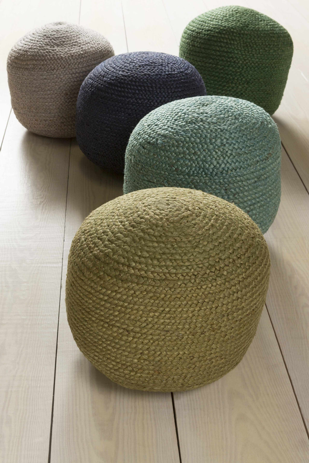 Rockaway Gray Knitted Jute Pouf